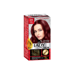 LADY IN COLOR noturīga matu krēmkrāsa 24 Sarkanvīns