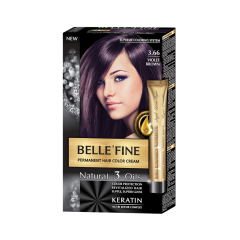 BELLE FINE noturīga matu krēmkrāsa 3.66 Violeti brūns BELLE FINE noturīga matu krēmkrāsa 3.66 Violeti brūns