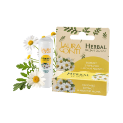 Laura Conti HERBAL lūpu balzāms ar kumelīšu ekstraktu un absinta aromātu 4,8 g Laura Conti HERBAL lūpu balzāms ar kumelīšu ekstraktu un absinta aromātu 4,8 g