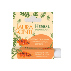 Laura Conti HERBAL lūpu balzāms ar smiltsērkšķu ekstraktu un olīvu lapu aromātu 4,8 g 0708