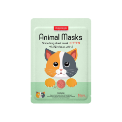 PUREDERM Skin Solution Animal Masks izlīdzinoša auduma sejas maska ar apdruku “Kaķis” 3895