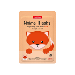 PUREDERM Skin Solution Animal Masks izgaismojoša auduma sejas maska ar apdruku “Lapsa” 9517